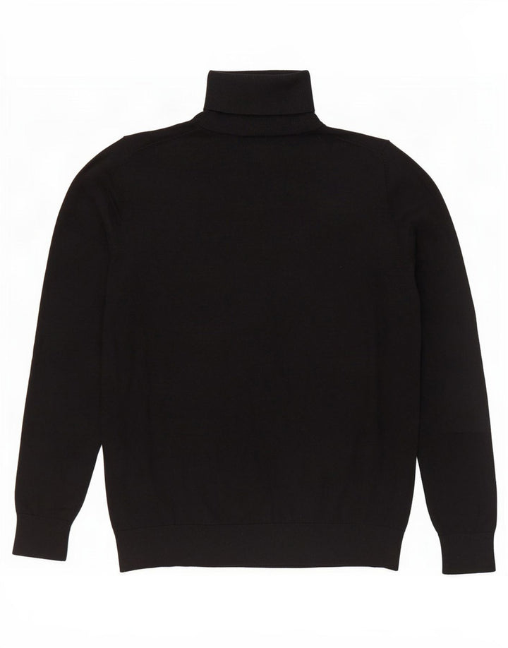 Massimo Dutti Dame Roll Neck Jumper Sweater UK 14 Large Black Silk