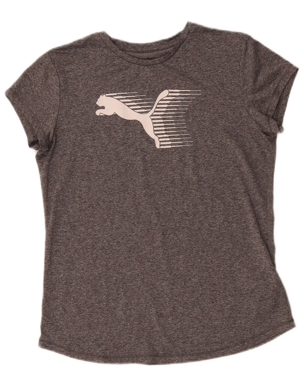 Puma Grafisk T-Shirt Top UK 14 Medium Grey Flecked Polyester