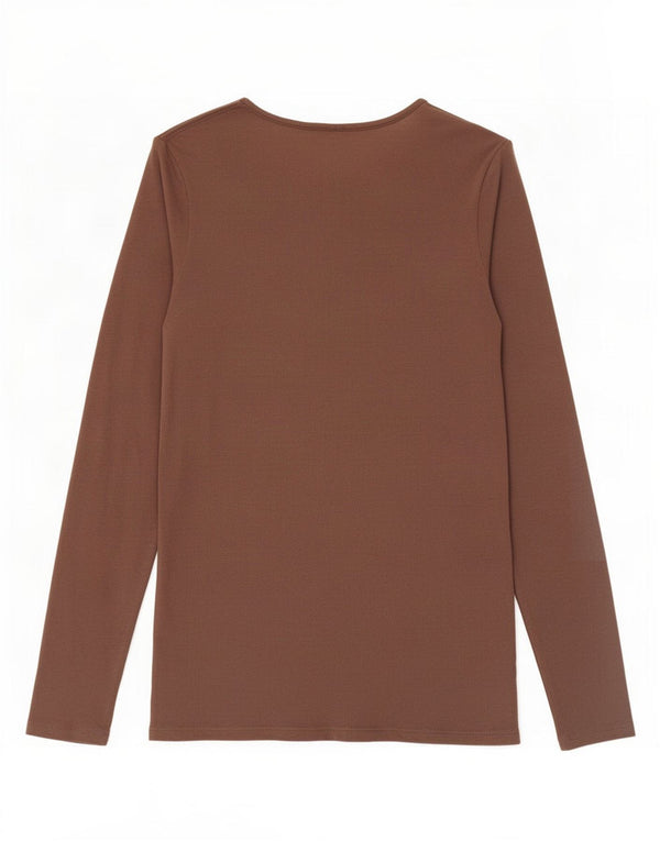 Benetton Dame Top Langærmet UK 12 Medium Brun Bomuld