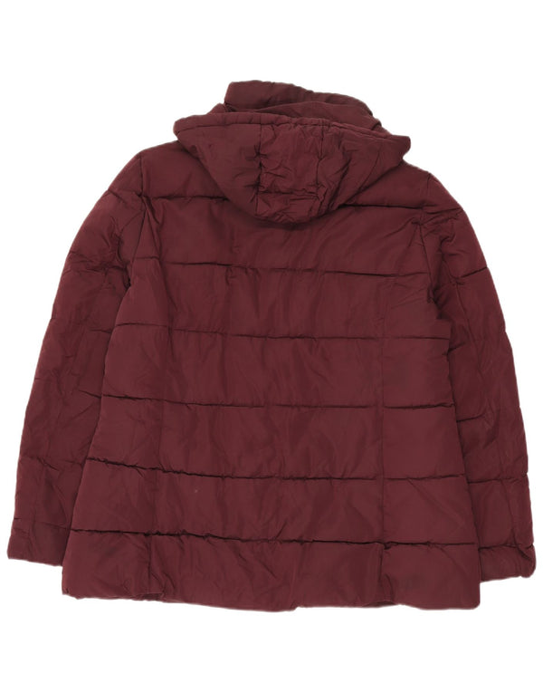 Tommy Hilfiger Dame Hætte Polstret Jakke UK 16 Large Burgundy Polyester
