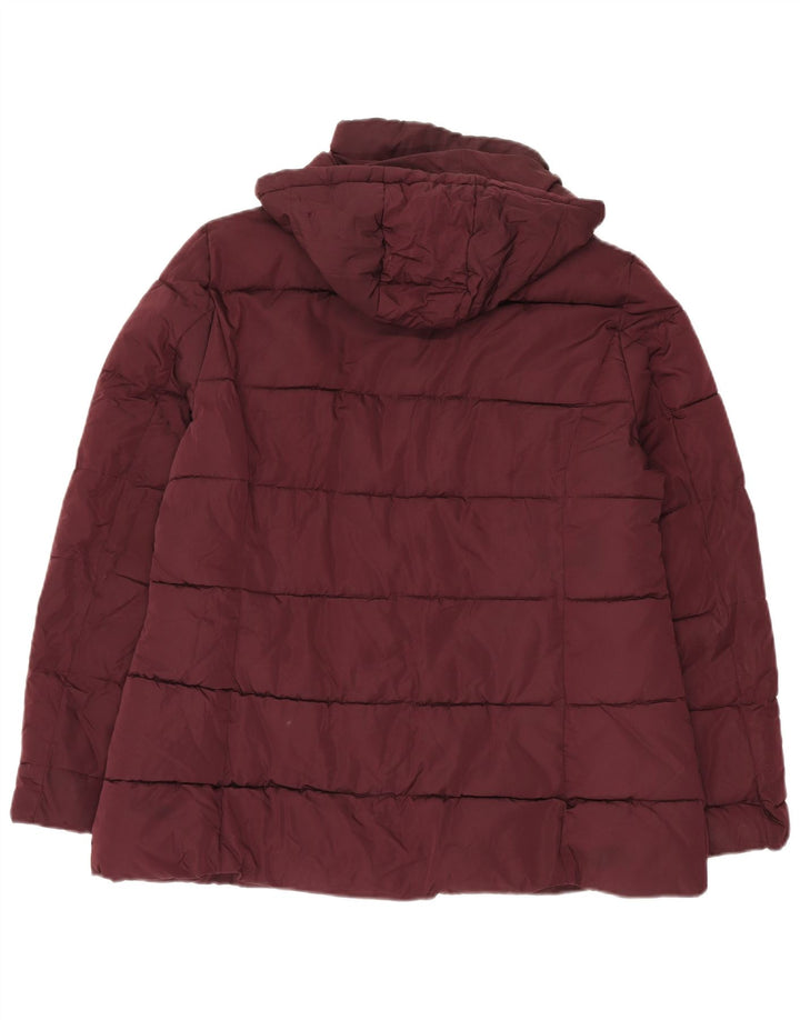 Tommy Hilfiger Dame Hætte Polstret Jakke UK 16 Large Burgundy Polyester