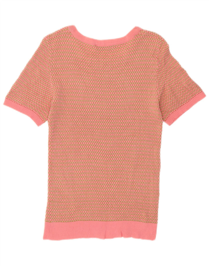Zara Dame Boat Neck Jumper Sweater UK 12 Medium Pink Geometric