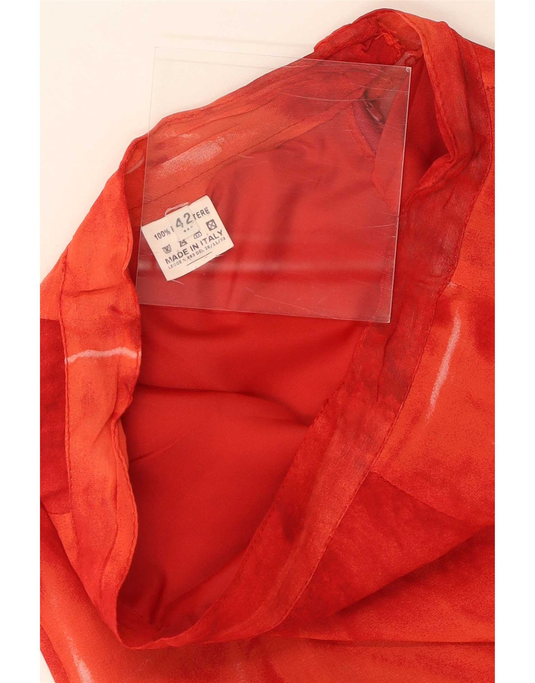 Vintage Dame Midi Nederdel IT 42 Medium W26 Red Tie Dye Polyester