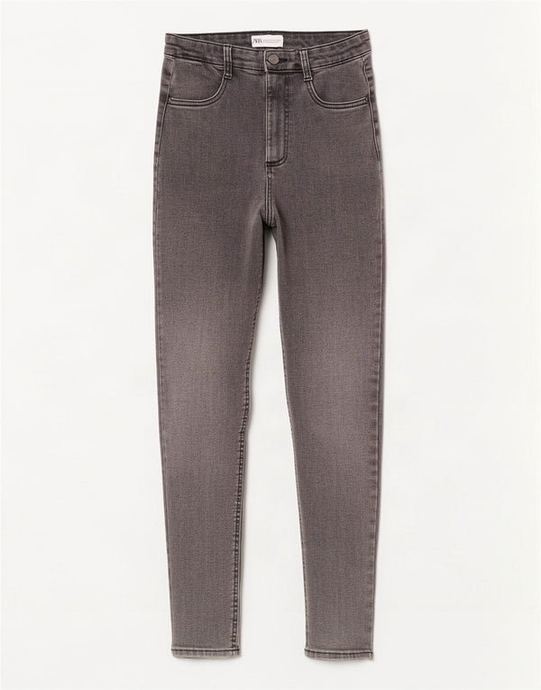 Zara Dame Højtalje Skinny Jeans EU 36 XS W26 L28 Grå
