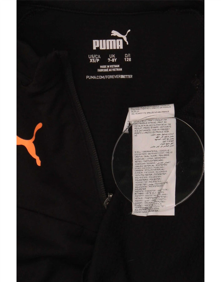 Puma Boys Zip Neck Pullover Træningsdragt Top 7-8 år Sort Polyester