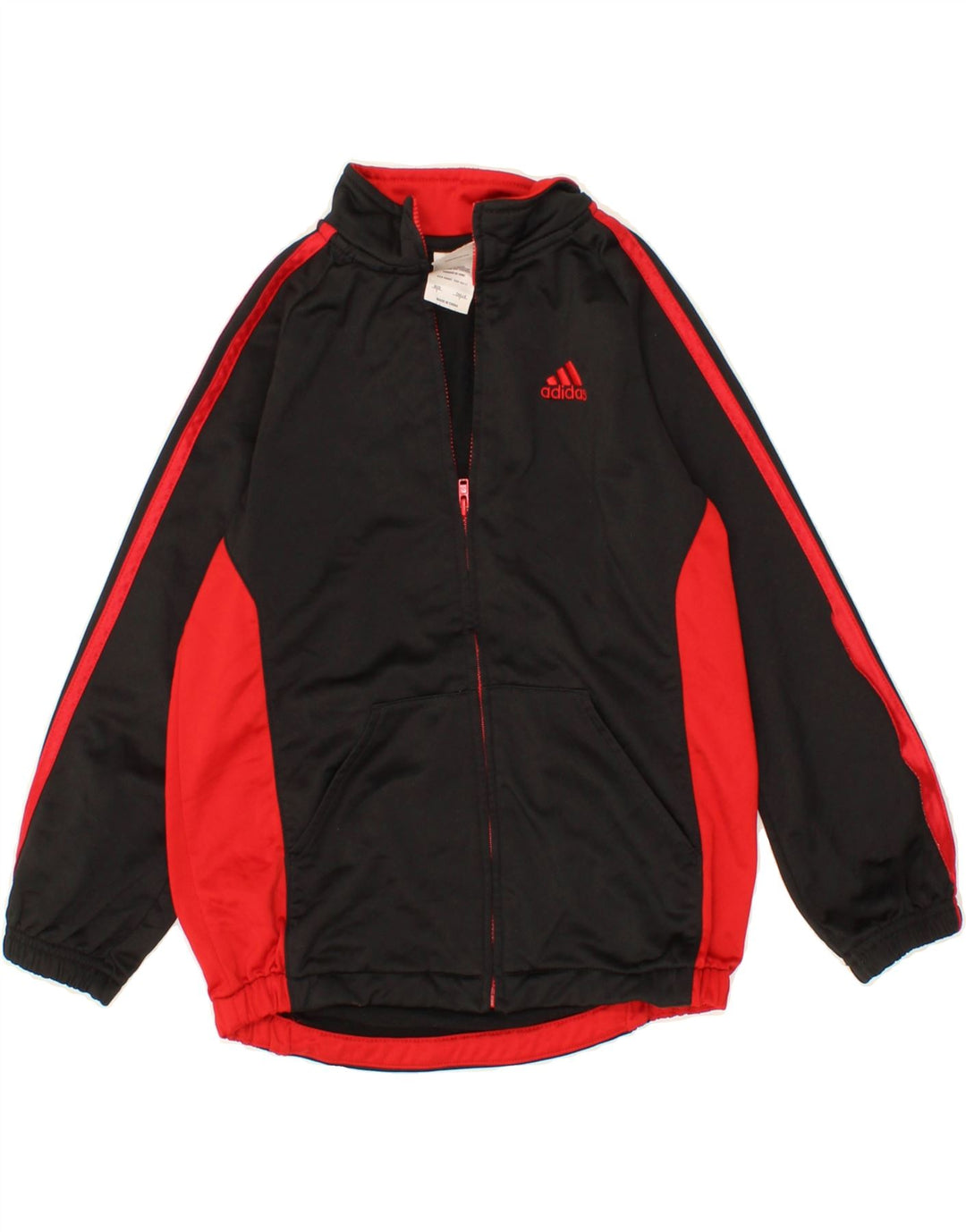 ADIDAS Boys Tracksuit Top Jacket 6-7 Years Black Colourblock Polyester Vintage Adidas and Second-Hand Adidas from Messina Hembry 