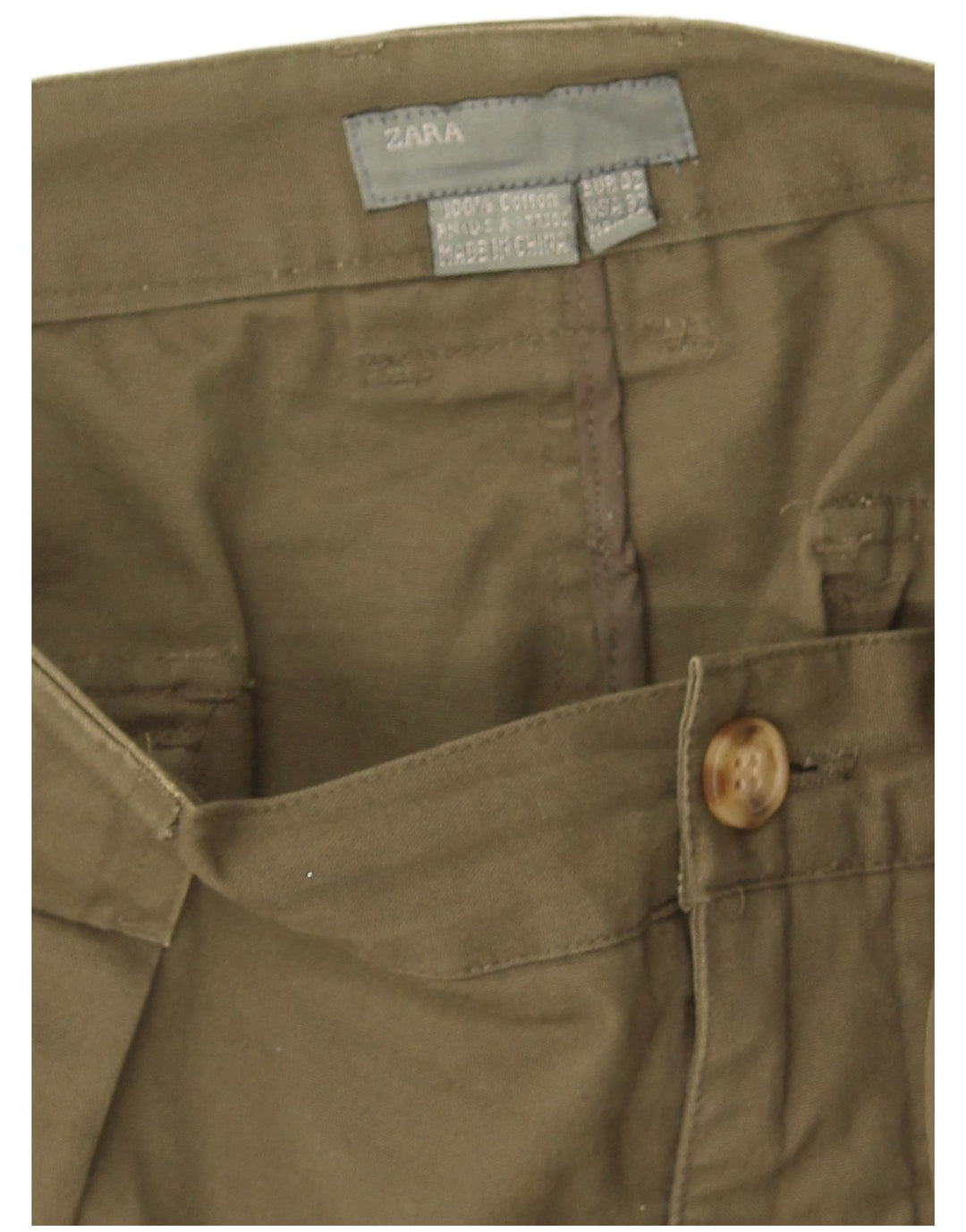 Zara Herre Cargo Shorts EU 42 Large W32 Khaki Cotton