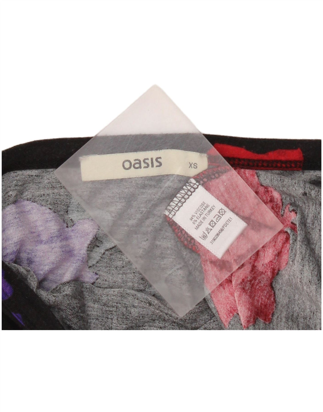 Oasis Dame Top Langærmet UK 4 XS Sort Floral Viscose