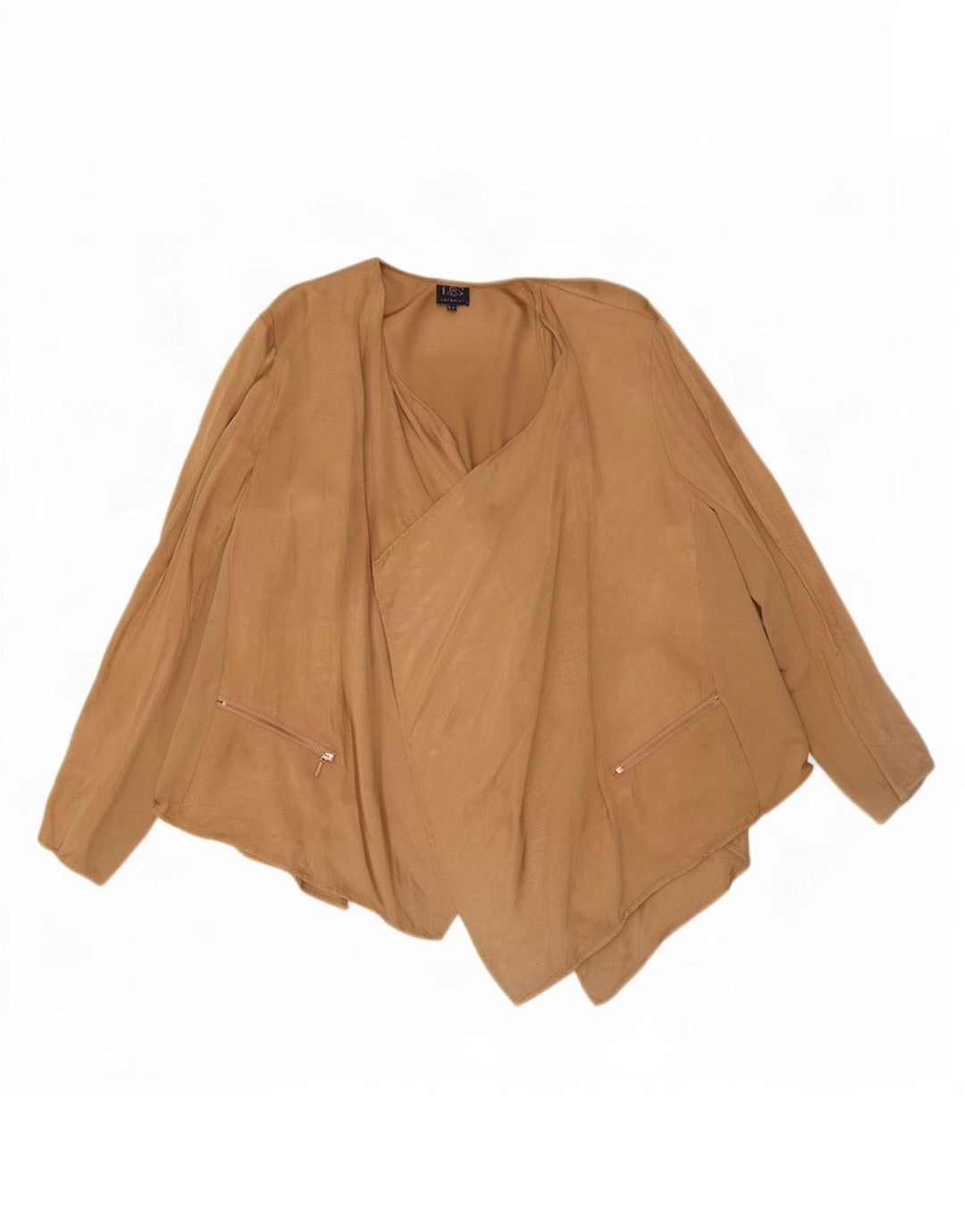 Marks & Spencer Dame Asymmetrisk Cardigan Top UK 24 4XL Beige Polyester