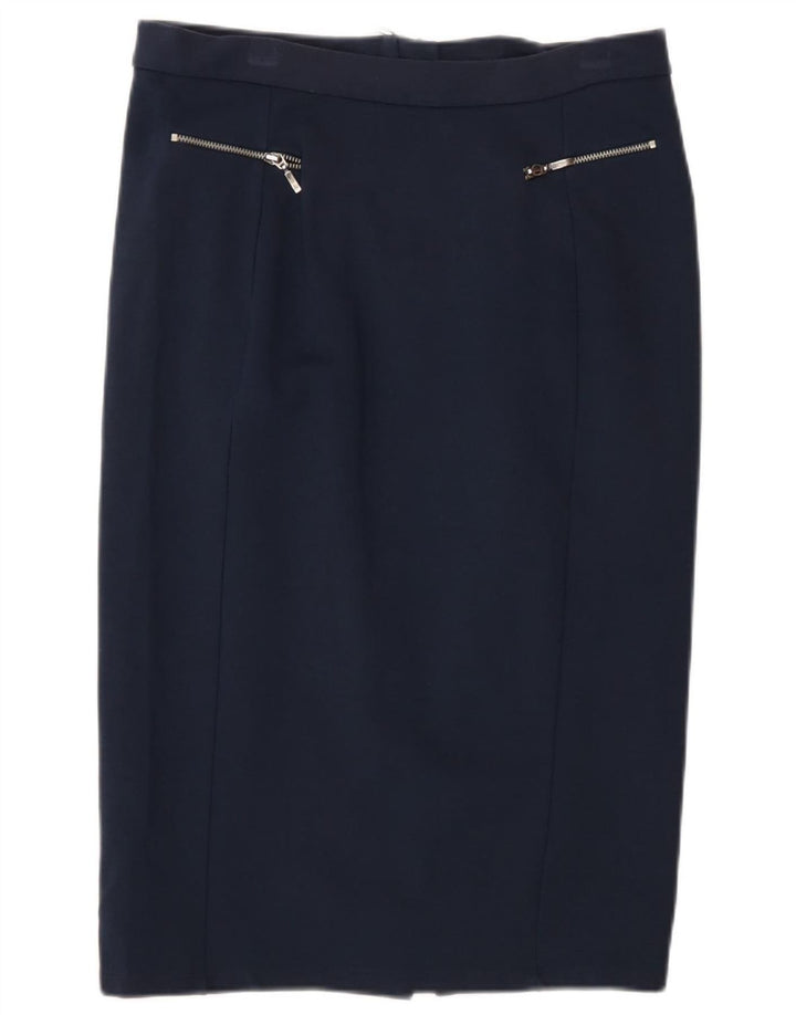 Marks & Spencer Midi-nederdel til kvinder UK 12 Medium W30 Navyblå polyamid