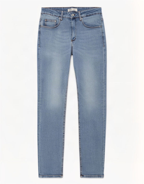 Zara Herre Højtaljede Skinny Jeans EU 40 Medium W31 L30 Blå Bomuld