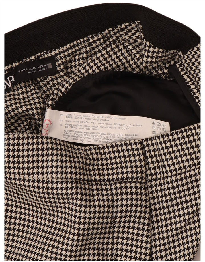 Zara Slim Suit Bukser til kvinder XS W24 L27 Sort Houndstooth Polyester