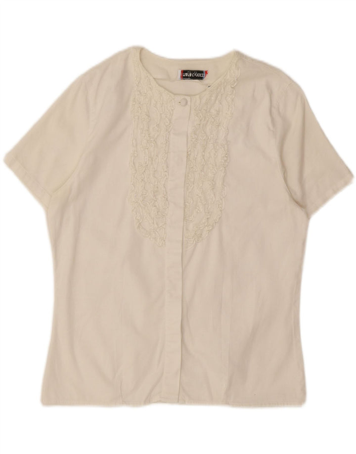 ENARA CAMICE Womens Short Sleeve Shirt Blouse UK 147 Medium White Vintage Enara Camice and Second-Hand Enara Camice from Messina Hembry 