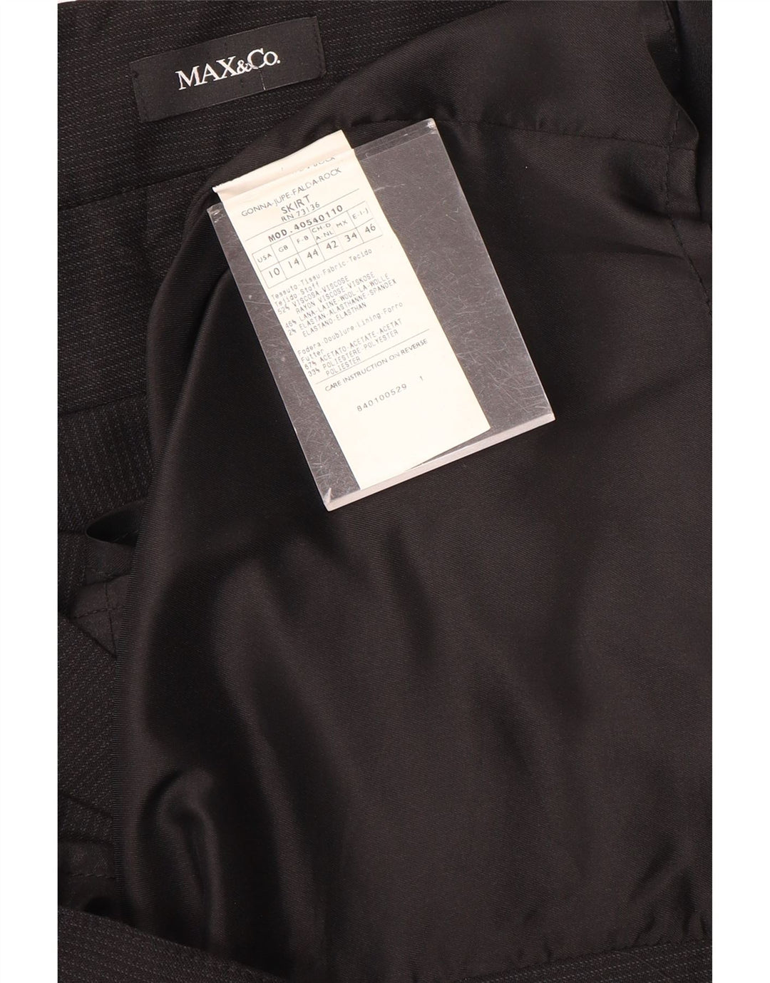 Max & Co. Pencilnederdel til kvinder UK 14 Medium W28 Sort viskose
