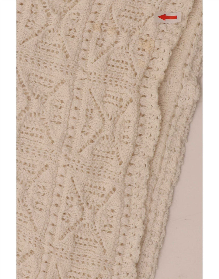 Zara Oversized hæklet bluse Top UK 10 Small White Bomuld