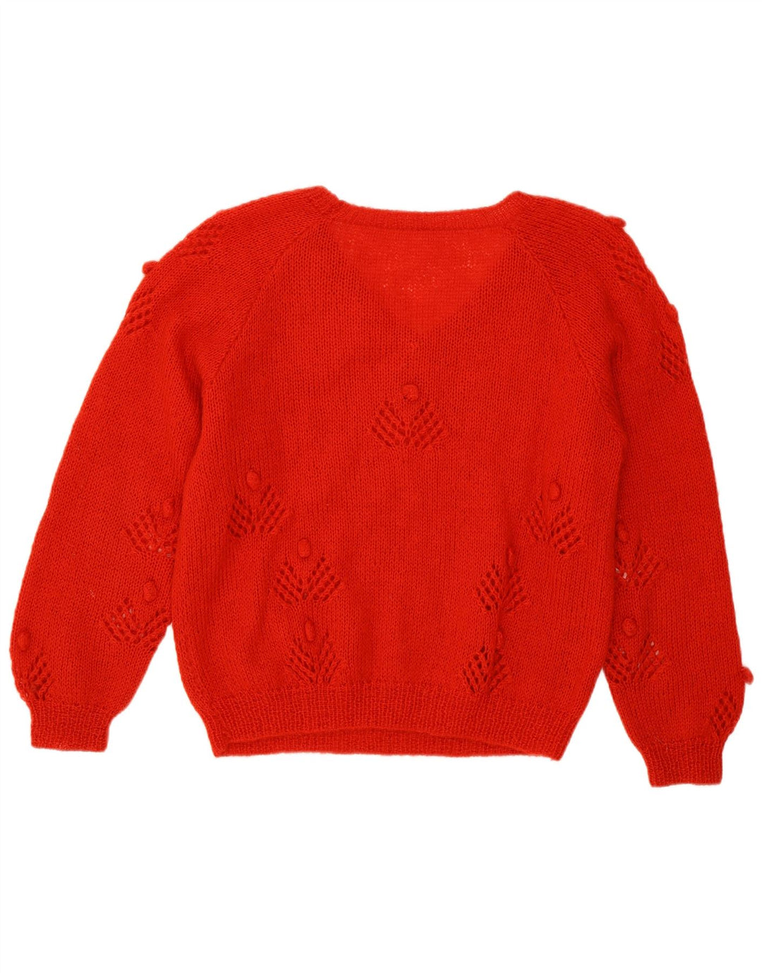 VINTAGE Womens V-Neck Jumper Sweater UK 14 Medium Red