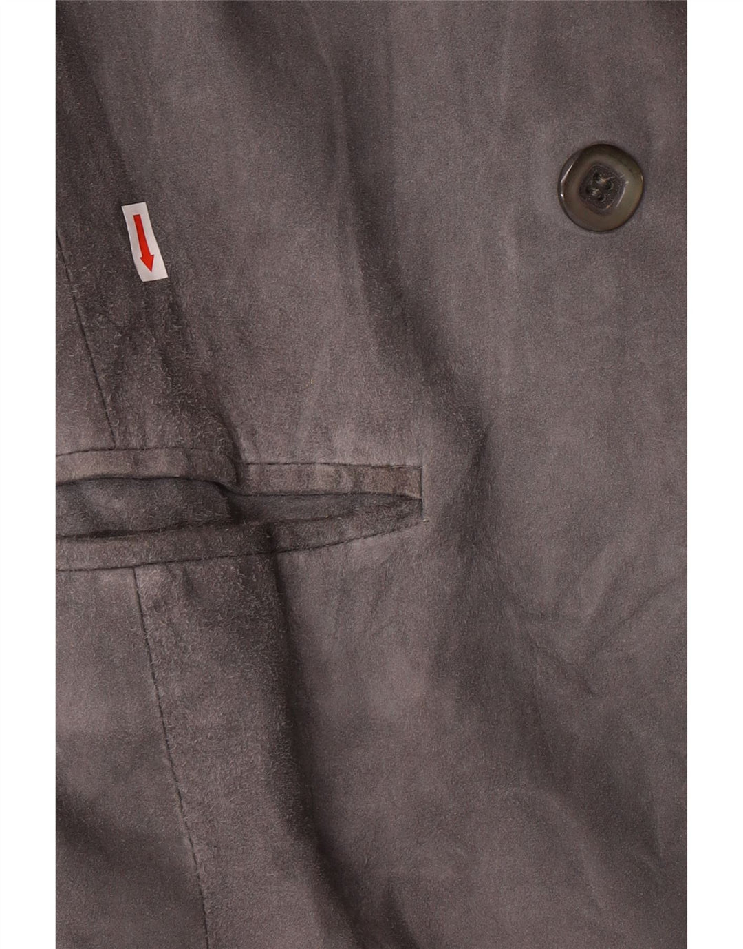 VINTAGE Dame dobbeltradet ruskindsblazerjakke UK 14 Medium Grey