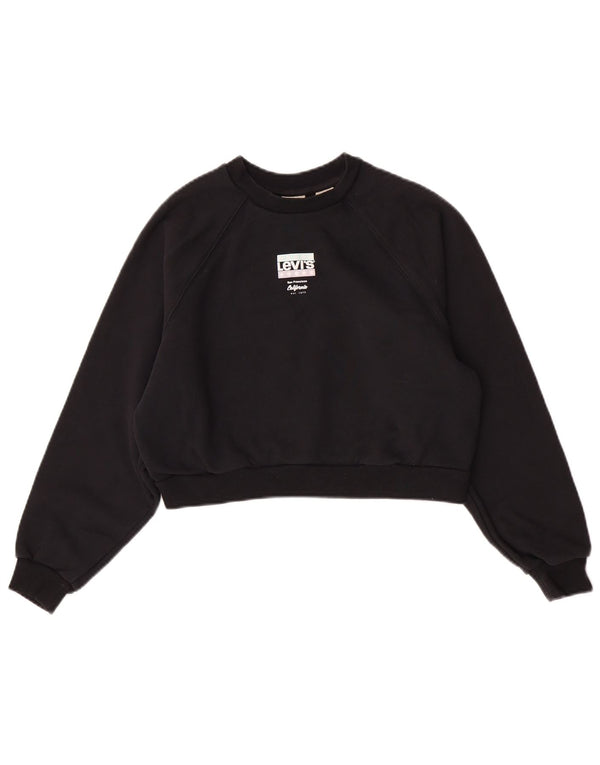 Levi's Womens Crop Oversized Sweatshirt Jumper UK 6 XS Sort bomuld