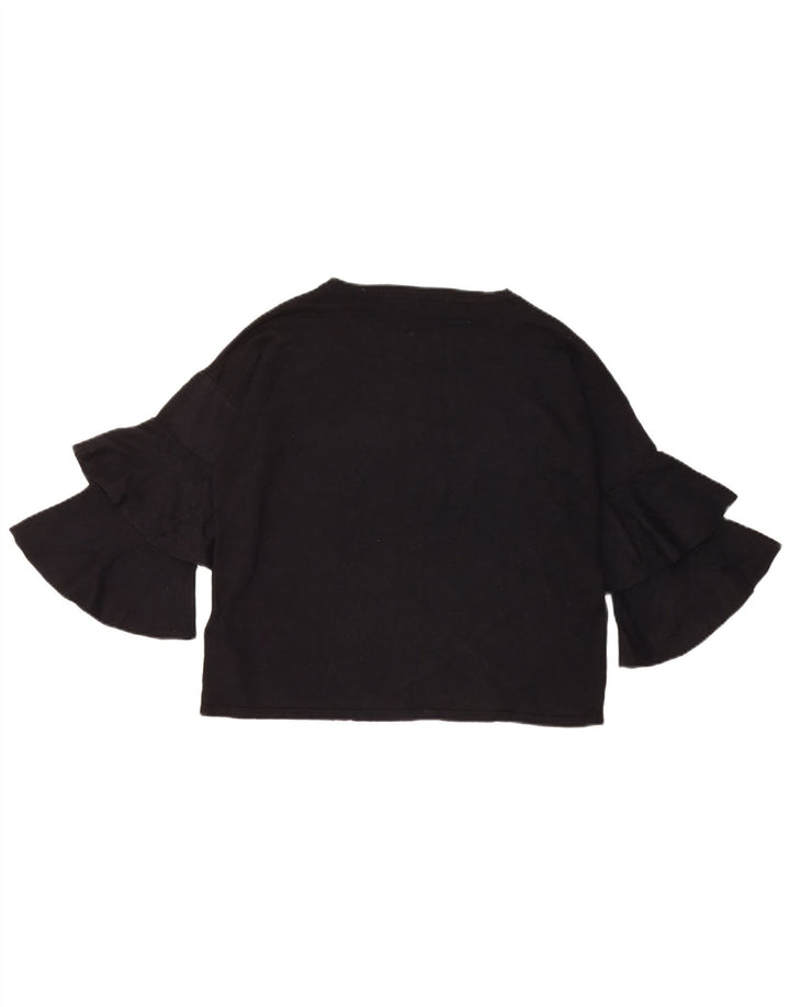 Marks & Spencer Dame Oversized Top 3/4 ærme UK 8 Small Black Viscose