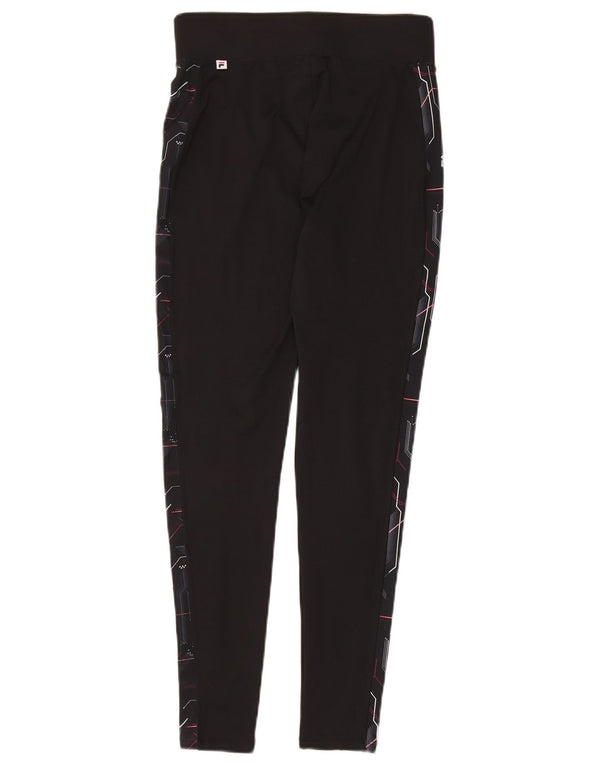 Fila Womens Graphic Leggings UK 12 Medium Black Geometric Polyester