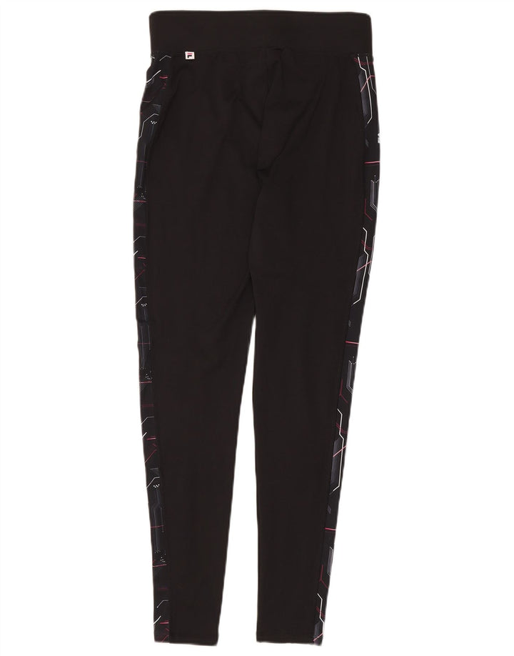 Fila Kvinders Grafiske Leggings UK 12 Medium Sort Geometrisk Polyester
