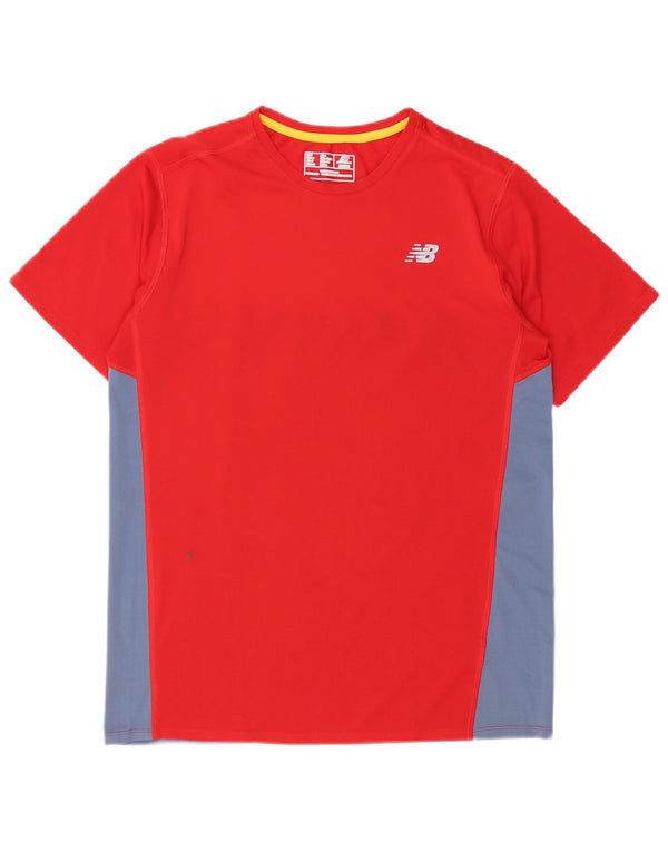 New Balance Herre T-Shirt Top Medium Rød Colourblock