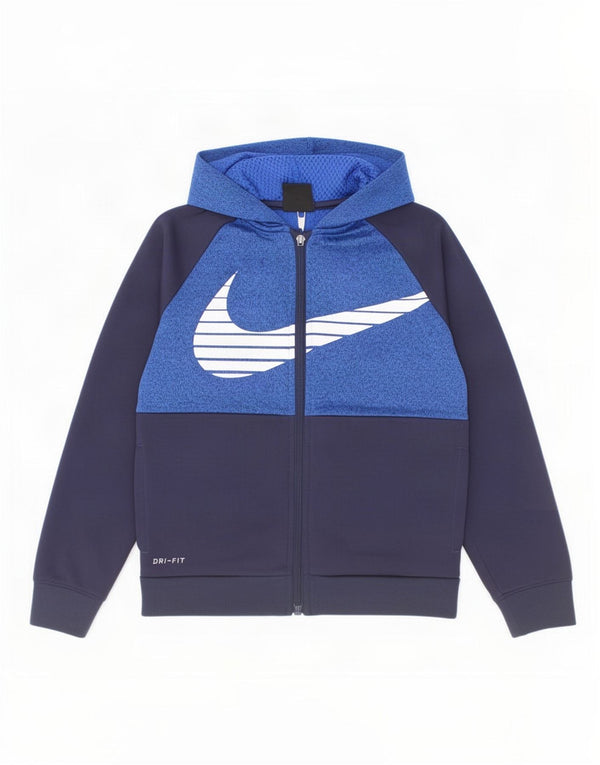 Nike drenge Dri Fit hættetrøje med lynlås 6-7 år stor marineblå flækket