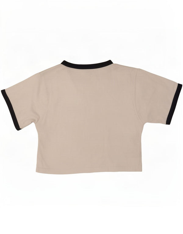 Ellesse Womens Crop Graphic T-Shirt Top UK 6 XS White Colourblock