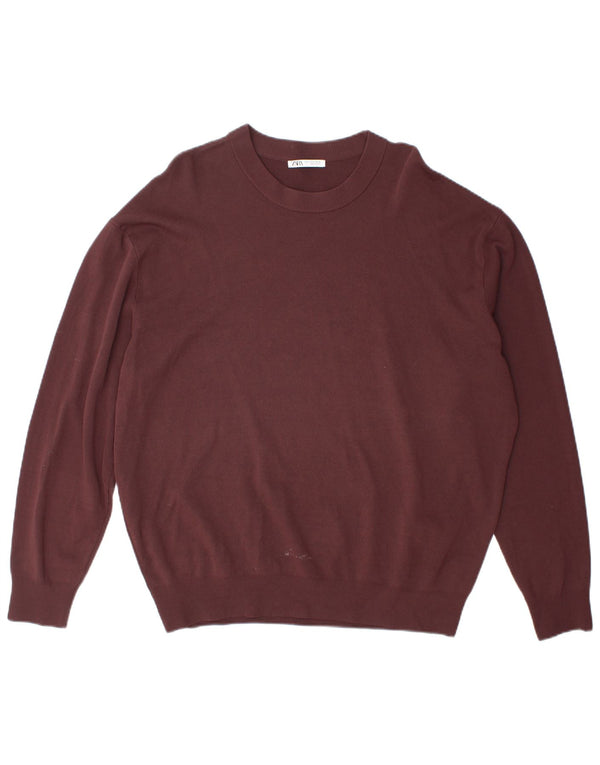 Zara Herre sweater med rund hals XL Burgundy Viscose
