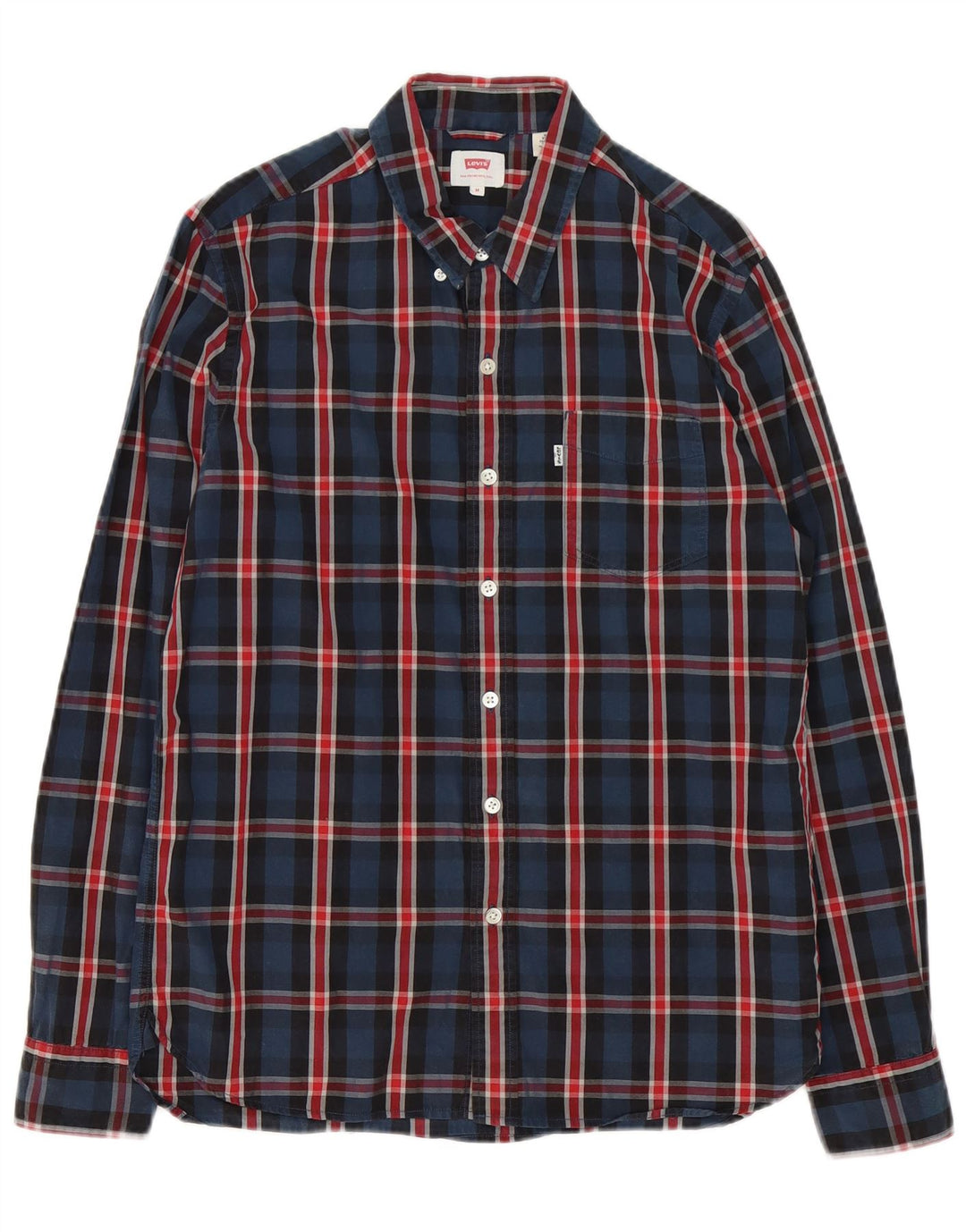Levi's herreskjorte medium marineblå ternet bomuld