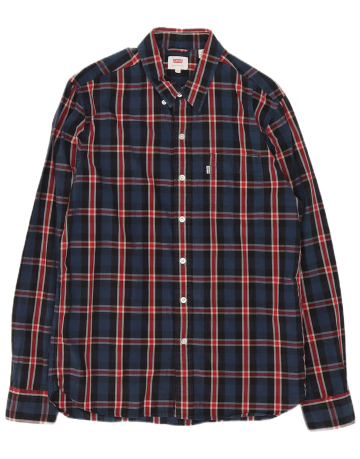 Levi's herreskjorte medium marineblå ternet bomuld