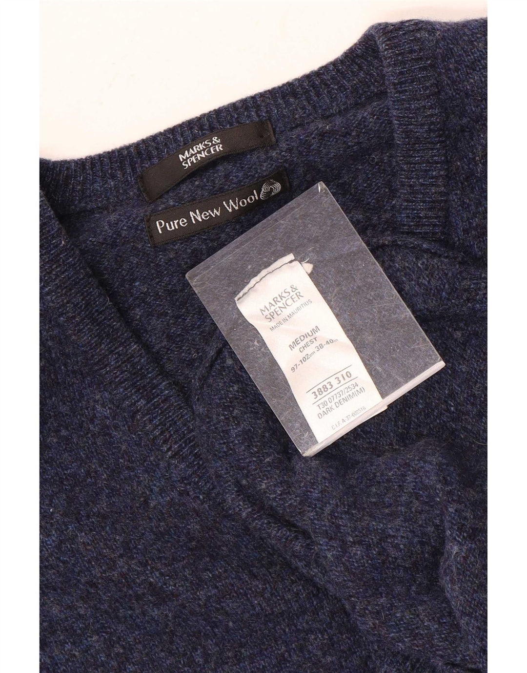 Marks & Spencer Herre V-hals sweater Medium Marineblå Flecked Uld