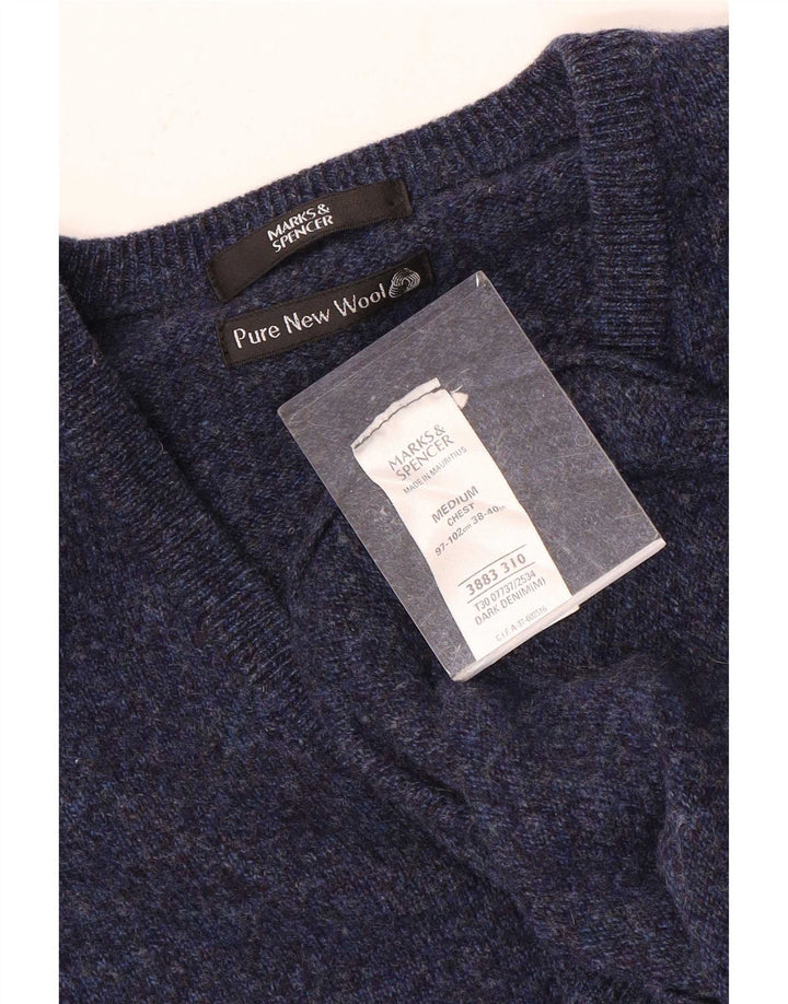 Marks & Spencer Herre V-hals sweater Medium Marineblå Flecked Uld