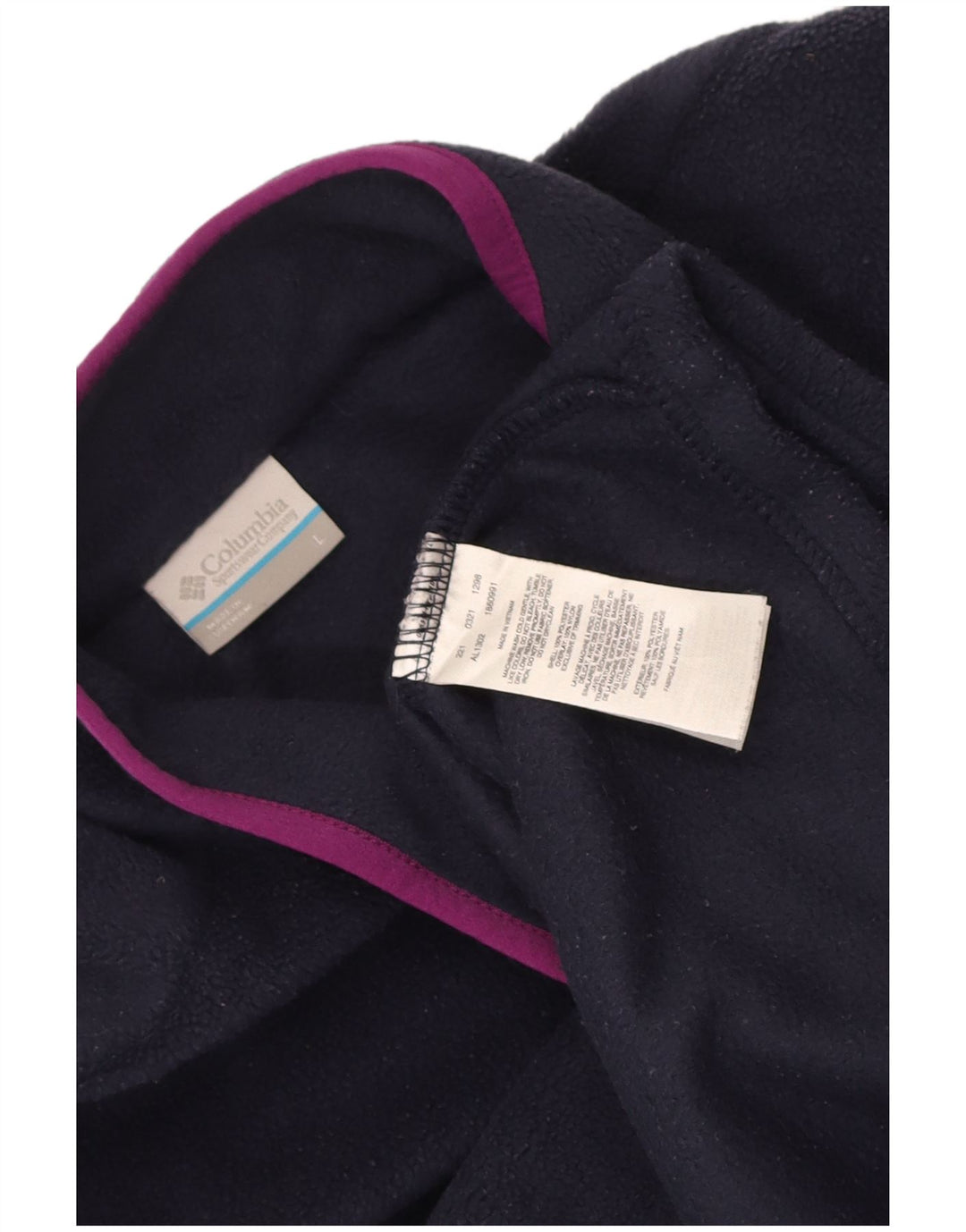 Columbia Womens Button Neck Fleece Jumper UK 16 Large Navy Blue Polyester