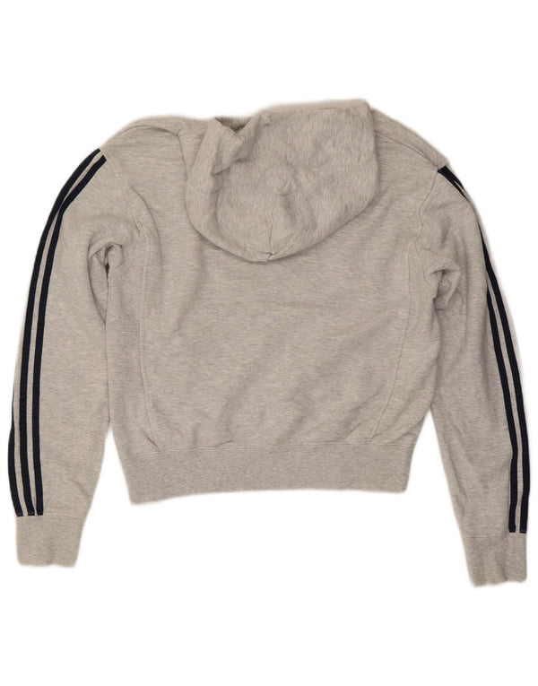 Adidas Dame Crop Hoodie Jumper UK 14 Medium Grey Bomuld