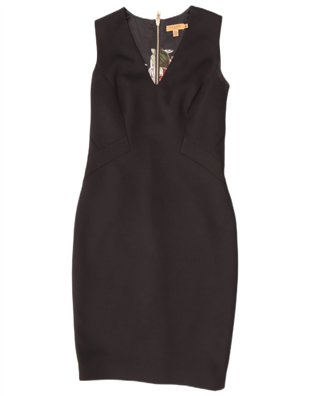 Ted Baker Dame Ærmeløs Bodycon Kjole Størrelse 3 Medium Sort Polyester
