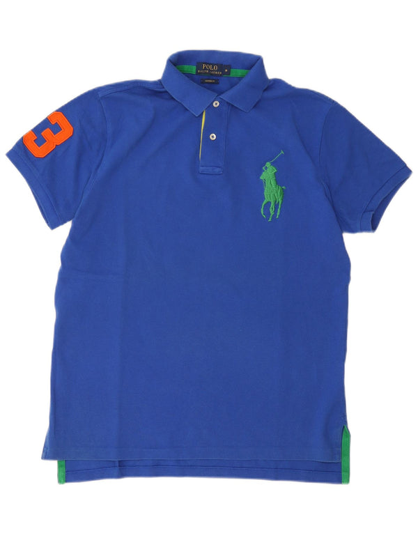 Polo Ralph Lauren Herre Grafisk Custom Fit Polo Shirt Medium Blue Bomuld