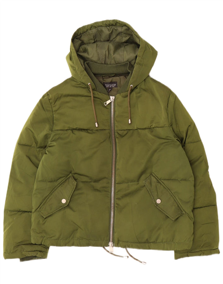 Topshop Polstret hættejakke til kvinder UK 12 Medium Green Polyester
