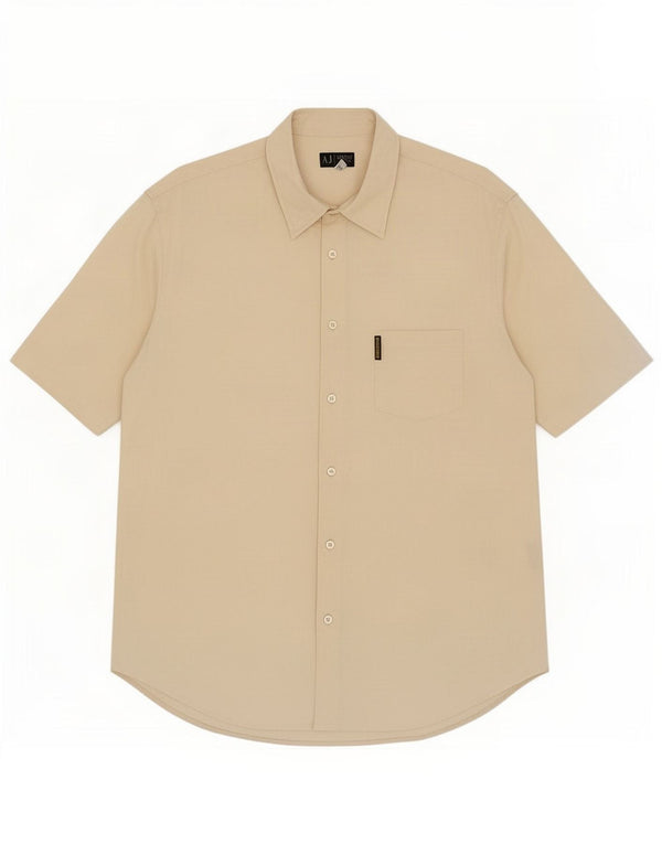 Armani Jeans Kortærmet Herreskjorte 2XL Beige Bomuld
