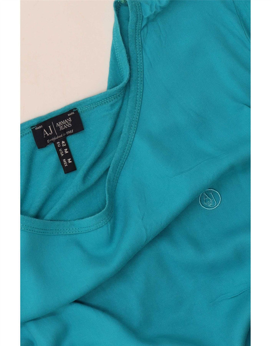 Armani Jeans Dame T-Shirt Top UK 12 Medium Blue