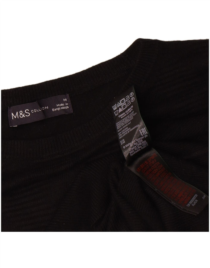 Marks & Spencer Dame Boat Neck Jumper Sweater UK 14 Medium Black Viscose