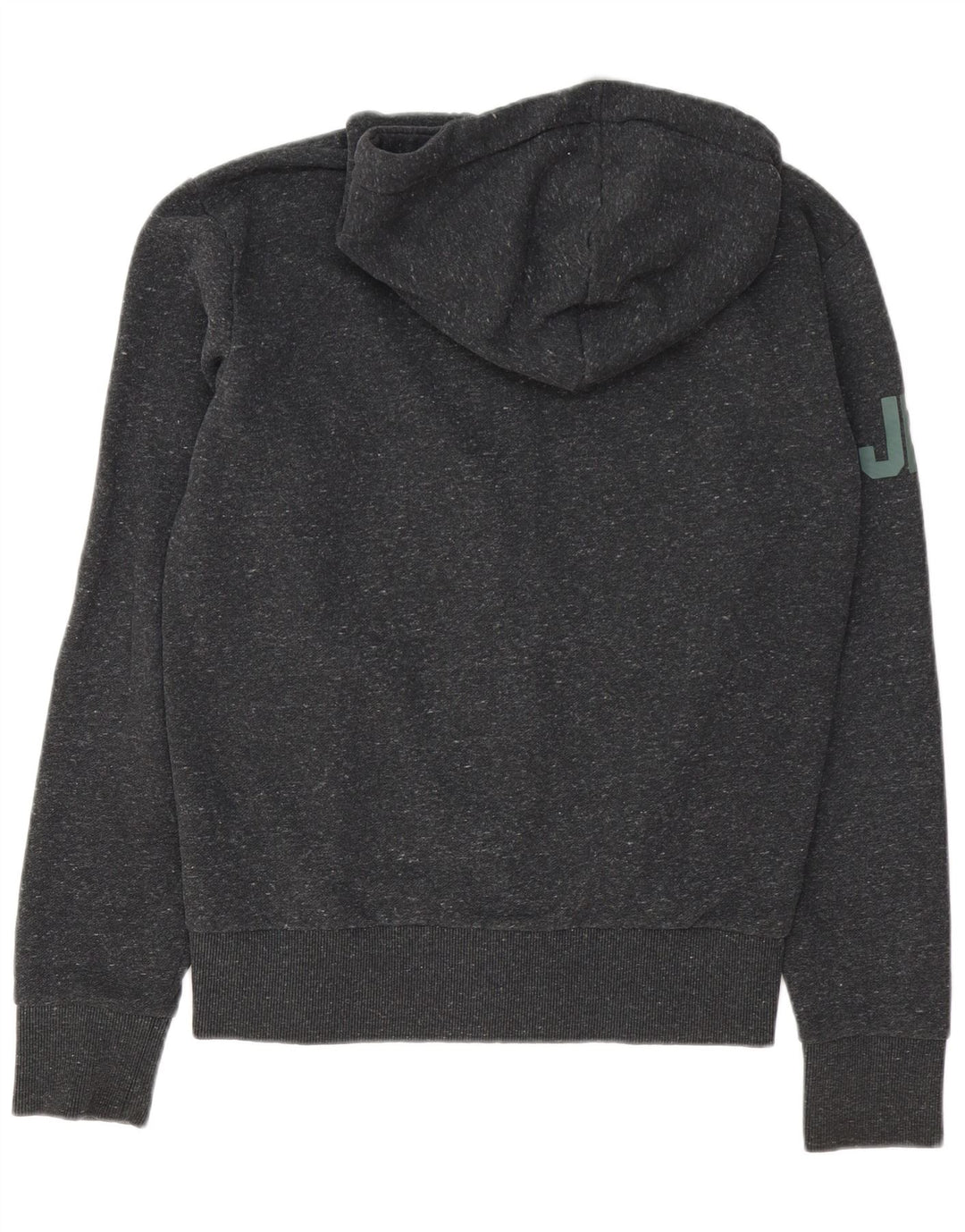 Superdry Herre grafisk hættetrøje med lynlås, mellemgrå flækket bomuld