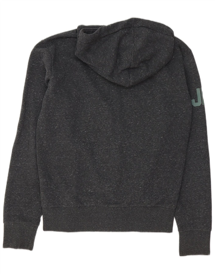 Superdry Herre grafisk hættetrøje med lynlås, mellemgrå flækket bomuld