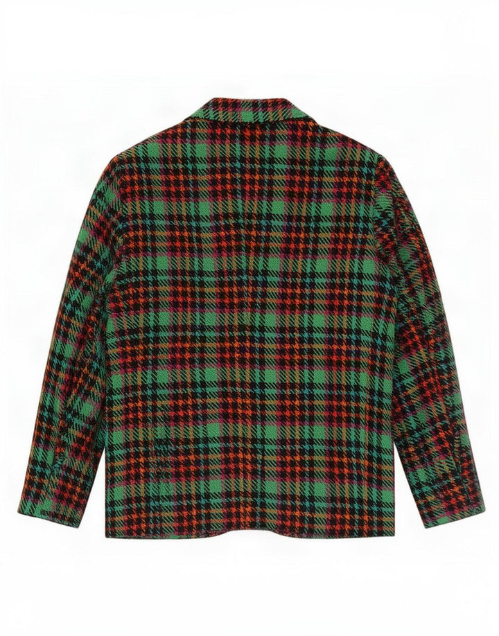Vintage dame 3-knaps blazerjakke UK 16 Stor flerfarvet plaid