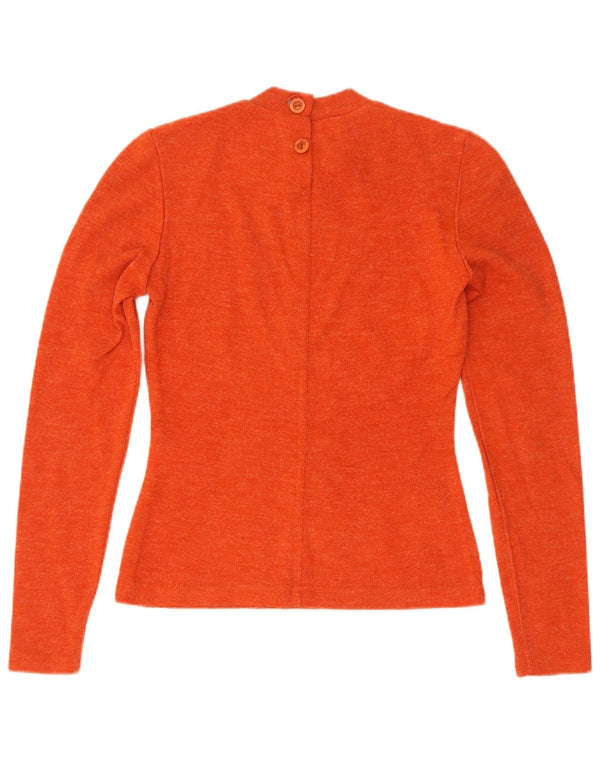 Vintage dame sweater med rund hals DK 10 lille orange nylon