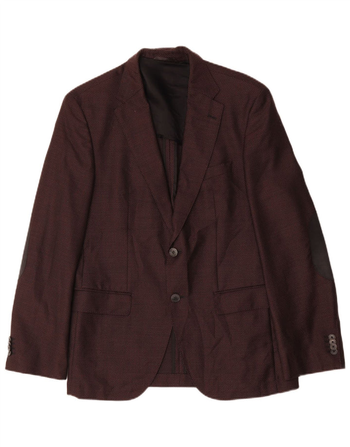 Hugo Boss Herre 2-knaps blazerjakke EU 48 Medium Burgundy Wool