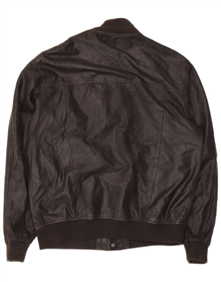 Luca D'altieri Herre Bomber Læderjakke UK 38 Medium Brun Læder