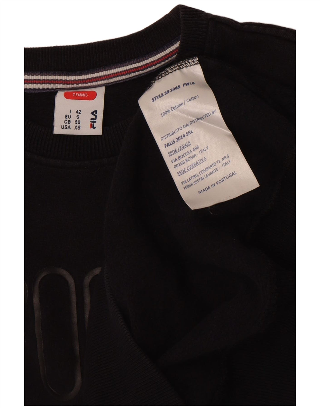 Fila Dame Grafisk Sweatshirt Jumper IT 42 Medium Sort Bomuld