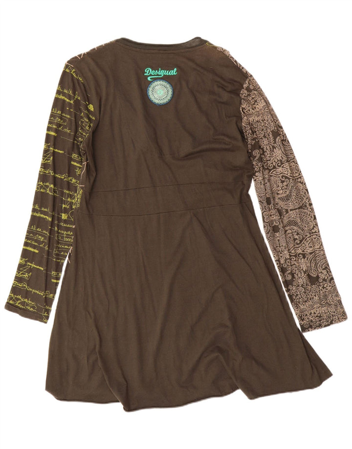 Desigual Kvinder Abstrakt A-Line Kjole UK 18 XL Grøn