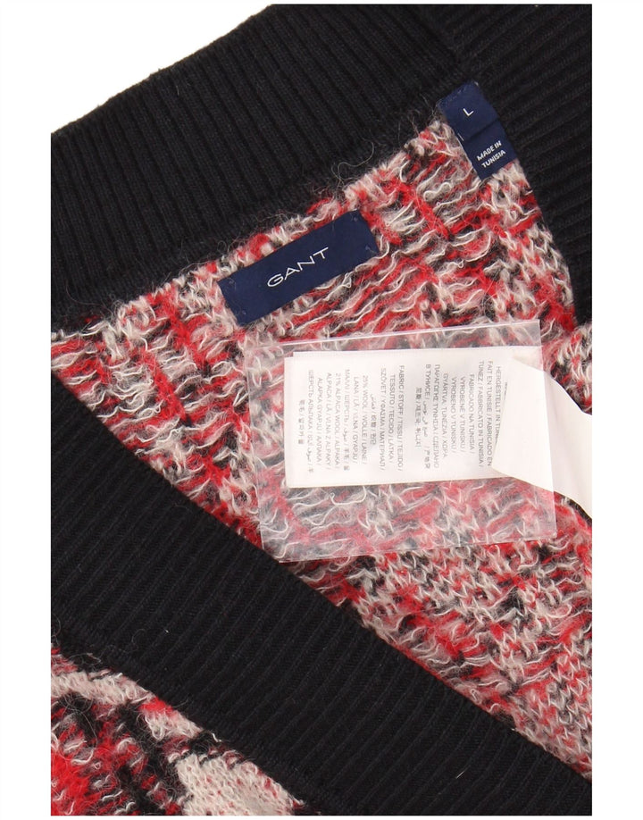 GANT Dame oversized V-hals sweater UK 16 Large Red Houndstooth